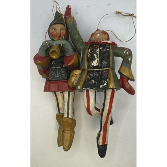 2 VTG HOFH Lord A Leaping Piper Piping Wooden Ornaments 12 Days Of Christmas - Picture 13 of 13